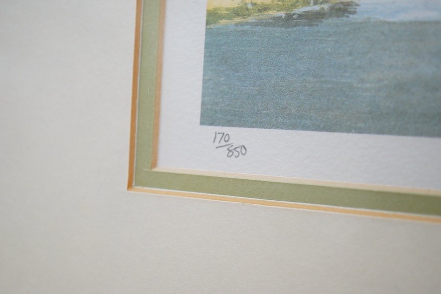 Matthew Alexander (b.1953), ‘The Mill, Rye, Sussex’, ‘Alfriston Church, Sussex’ and ‘Langstone Tide Mill, Hampshire’, set of three colour prints, each signed in pencil and limited edition of 850, together with a limited